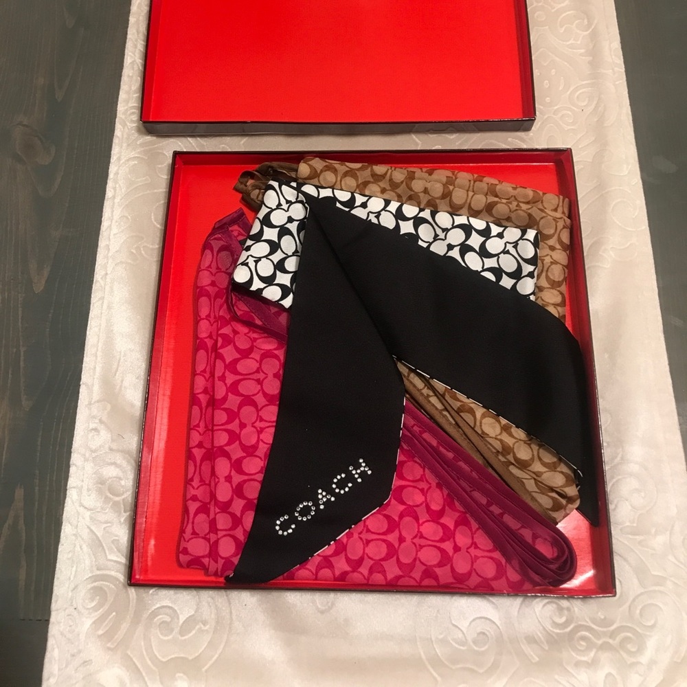 Authentic Coach Silk Scarfs set of 3